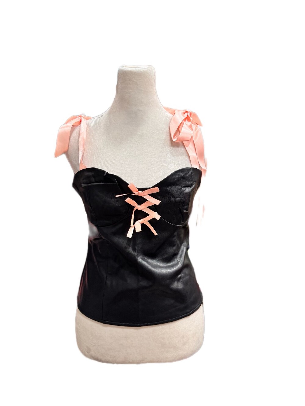 Finesse Novo Black Vegan Leather Top/Size M/MSRP$44